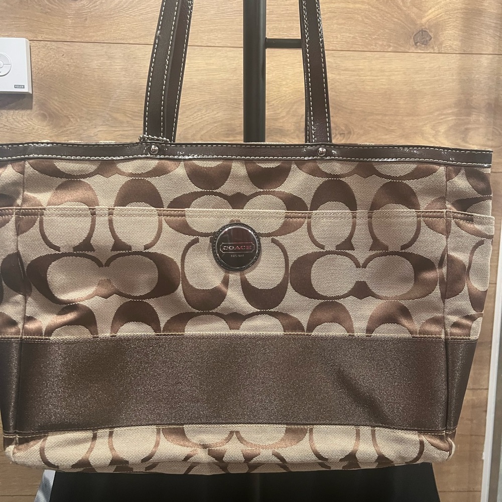 COACH Signature Brown Canvas Tote Bag
